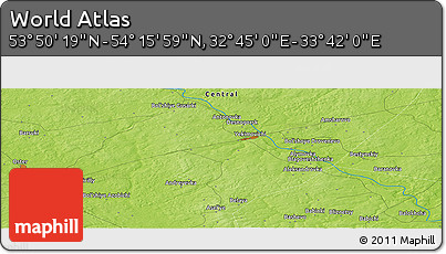 Physical Panoramic Map of the Area around 54° 3' 9" N, 33° 13' 30" E