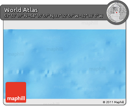 Shaded Relief 3D Map of the Area around 54° 3' 9" N, 33° 4' 30" W