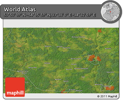 Satellite 3D Map of the Area around 54° 3' 9" N, 34° 4' 30" E