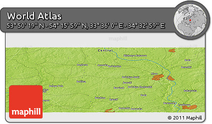 Physical Panoramic Map of the Area around 54° 3' 9" N, 34° 4' 30" E