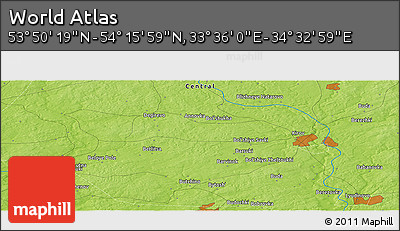Physical Panoramic Map of the Area around 54° 3' 9" N, 34° 4' 30" E