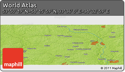 Physical Panoramic Map of the Area around 54° 3' 9" N, 34° 4' 30" E