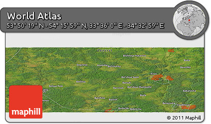 Satellite Panoramic Map of the Area around 54° 3' 9" N, 34° 4' 30" E