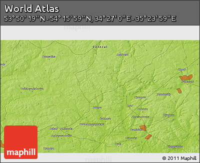Physical 3D Map of the Area around 54° 3' 9" N, 34° 55' 29" E