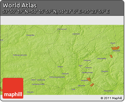 Physical 3D Map of the Area around 54° 3' 9" N, 34° 55' 29" E