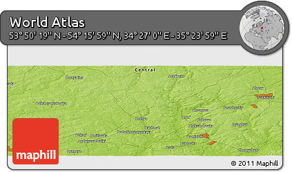 Physical Panoramic Map of the Area around 54° 3' 9" N, 34° 55' 29" E
