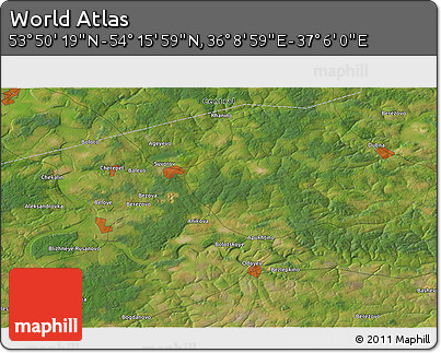 Satellite 3D Map of the Area around 54° 3' 9" N, 36° 37' 30" E
