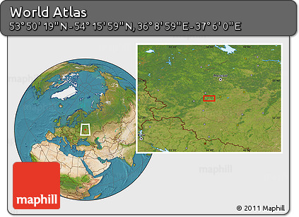 Satellite Location Map of the Area around 54° 3' 9" N, 36° 37' 30" E