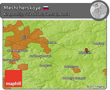 Physical 3D Map of Meshcherskoye