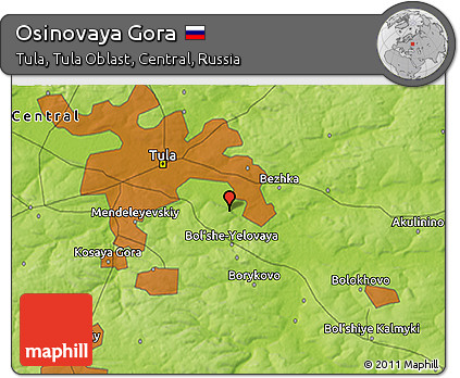Physical 3D Map of Osinovaya Gora