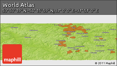 Physical Panoramic Map of the Area around 54° 3' 9" N, 37° 28' 30" E