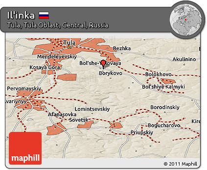 Shaded Relief Panoramic Map of Il'inka
