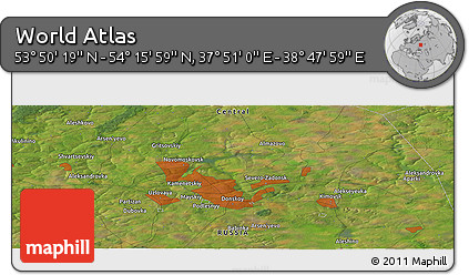Satellite Panoramic Map of the Area around 54° 3' 9" N, 38° 19' 30" E