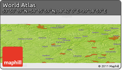 Physical Panoramic Map of the Area around 54° 3' 9" N, 39° 10' 29" E