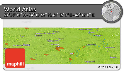 Physical Panoramic Map of the Area around 54° 3' 9" N, 41° 43' 30" E