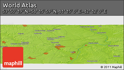 Physical Panoramic Map of the Area around 54° 3' 9" N, 41° 43' 30" E
