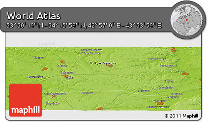 Physical Panoramic Map of the Area around 54° 3' 9" N, 43° 25' 29" E