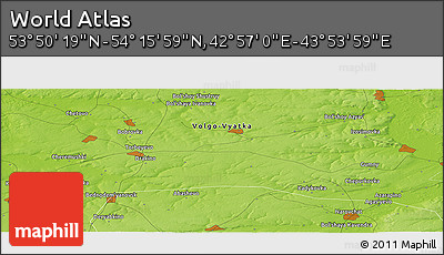 Physical Panoramic Map of the Area around 54° 3' 9" N, 43° 25' 29" E