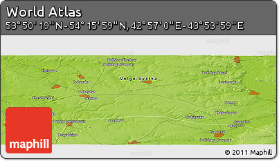 Physical Panoramic Map of the Area around 54° 3' 9" N, 43° 25' 29" E