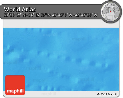 Physical 3D Map of the Area around 54° 3' 9" N, 43° 16' 29" W