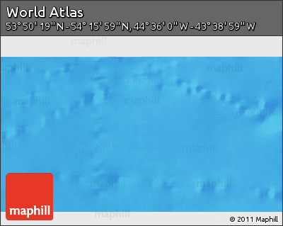 Physical 3D Map of the Area around 54° 3' 9" N, 44° 7' 30" W