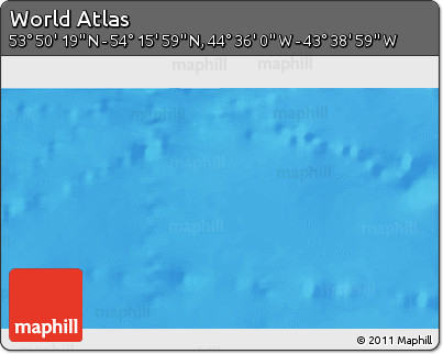 Physical 3D Map of the Area around 54° 3' 9" N, 44° 7' 30" W