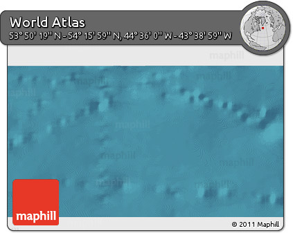 Satellite 3D Map of the Area around 54° 3' 9" N, 44° 7' 30" W