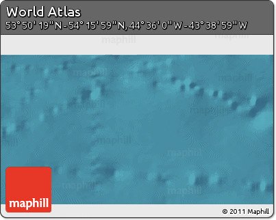 Satellite 3D Map of the Area around 54° 3' 9" N, 44° 7' 30" W