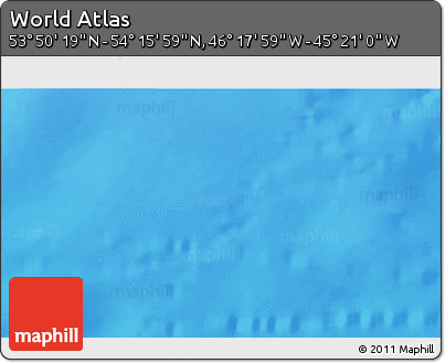 Physical 3D Map of the Area around 54° 3' 9" N, 45° 49' 30" W