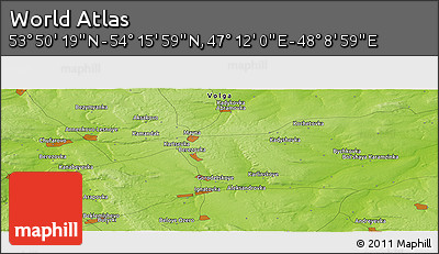 Physical Panoramic Map of the Area around 54° 3' 9" N, 47° 40' 29" E