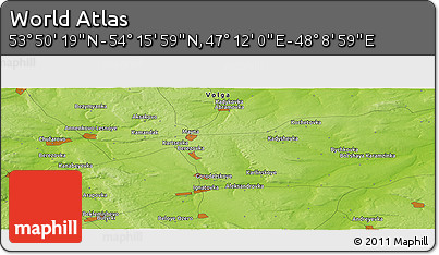 Physical Panoramic Map of the Area around 54° 3' 9" N, 47° 40' 29" E