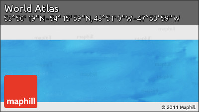 Shaded Relief Panoramic Map of the Area around 54° 3' 9" N, 48° 22' 30" W