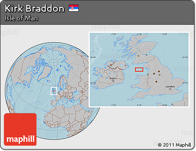Gray Location Map of Kirk Braddon, hill shading