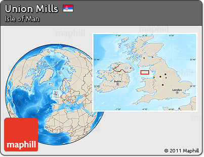Shaded Relief Location Map of Union Mills