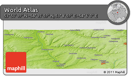 Physical Panoramic Map of the Area around 54° 3' 9" N, 53° 37' 30" E