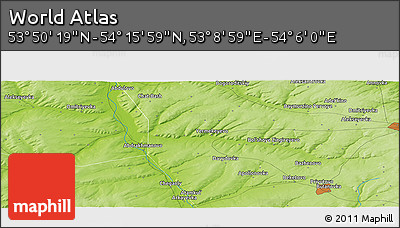 Physical Panoramic Map of the Area around 54° 3' 9" N, 53° 37' 30" E