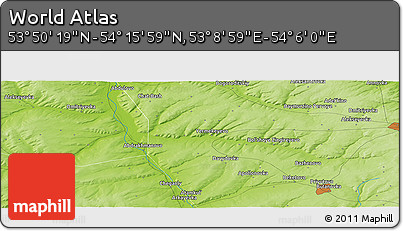 Physical Panoramic Map of the Area around 54° 3' 9" N, 53° 37' 30" E