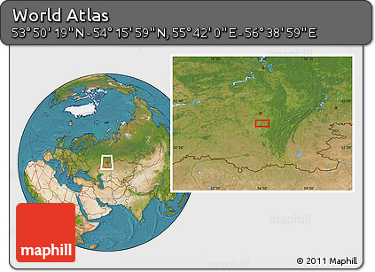 Satellite Location Map of the Area around 54° 3' 9" N, 56° 10' 29" E