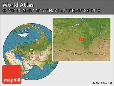 Satellite Location Map of the Area around 54° 3' 9" N, 56° 10' 29" E