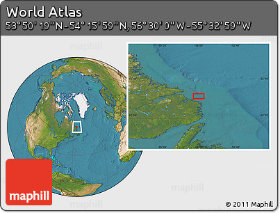 Satellite Location Map of the Area around 54° 3' 9" N, 56° 1' 29" W