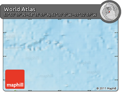 Physical Map of the Area around 54° 3' 9" N, 56° 1' 29" W