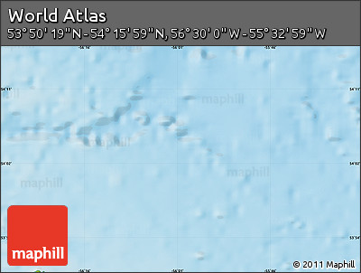Physical Map of the Area around 54° 3' 9" N, 56° 1' 29" W