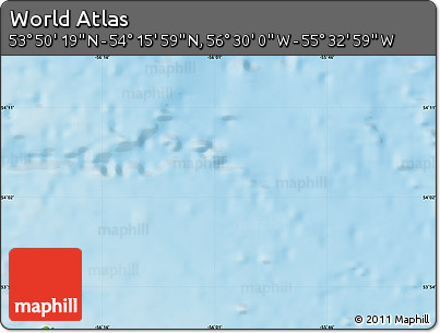 Physical Map of the Area around 54° 3' 9" N, 56° 1' 29" W