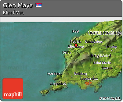 Satellite 3D Map of Glen Maye