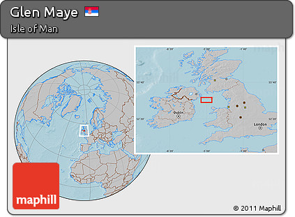Gray Location Map of Glen Maye, hill shading