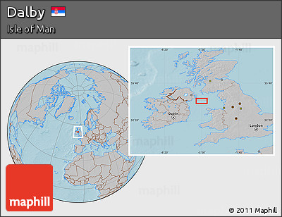 Gray Location Map of Dalby, hill shading