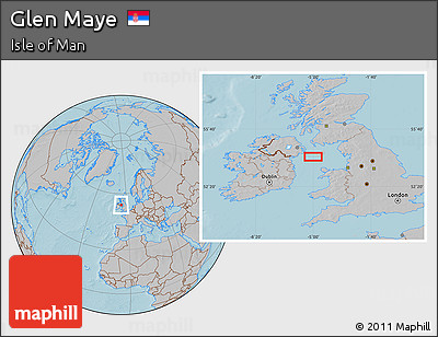 Gray Location Map of Glen Maye, hill shading