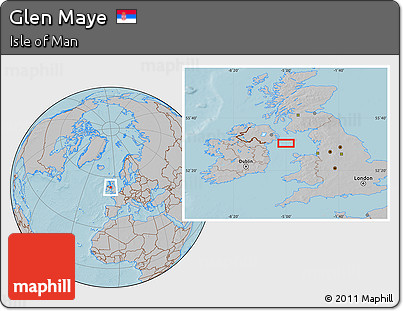 Gray Location Map of Glen Maye, hill shading