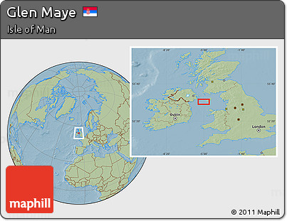 Savanna Style Location Map of Glen Maye, hill shading