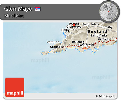 Shaded Relief Panoramic Map of Glen Maye